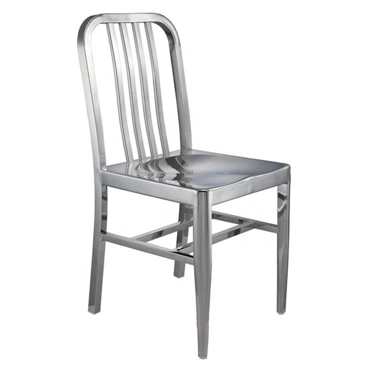 Shiny Anodized Rustic Industrial Navy Chair for Restaurant Dining Stainless Steel Hotel Furniture