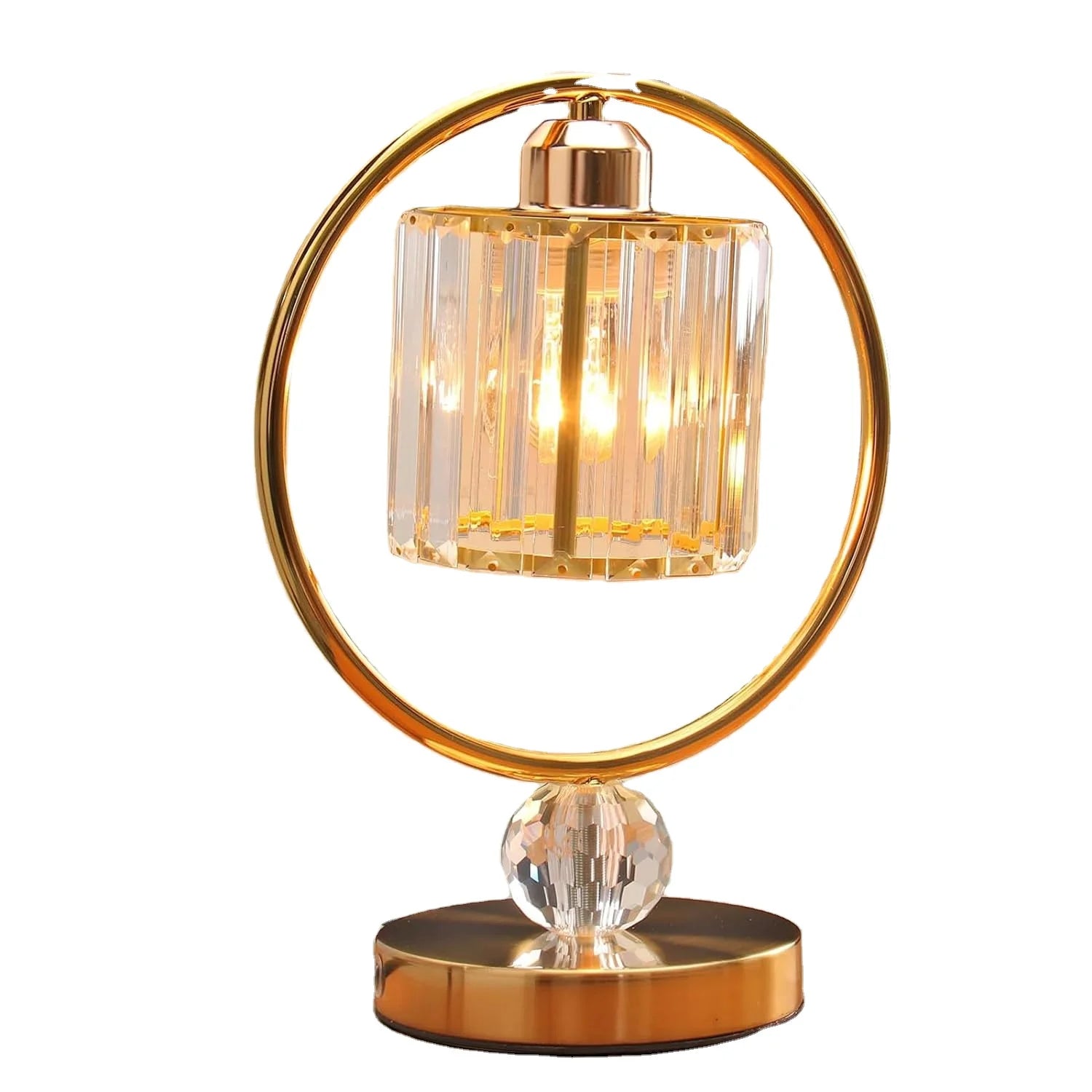 Modern Industrial Small Crystal Metal Halogen Bulb Desk Table Lamp AC Touch Control E26 Base for Living Room Bedroom Reading