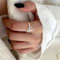 Dedicate 925 Sterling Silver Open Adjustable Ring for Women Hollow Out Floral Rings