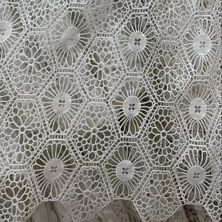 Wholesale White Guipure Lace Fabric Cord Lace Fabric for Dress