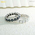 Hot Selling 4MM Full Eternity Silver Black Gold Plated Band Rings Hip Hop Black Moissanite Ring
