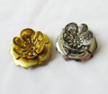 28mm Flower Brass Plated Floral Finding in Stainless Steel Color Fashion Jewelry Components