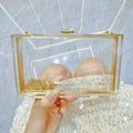 2025 Trendy Clear Purse for Women Acrylic White Clutch Bag Ladies Square Purse Pearl Chain Cross Shoulder Party Transparent Bags