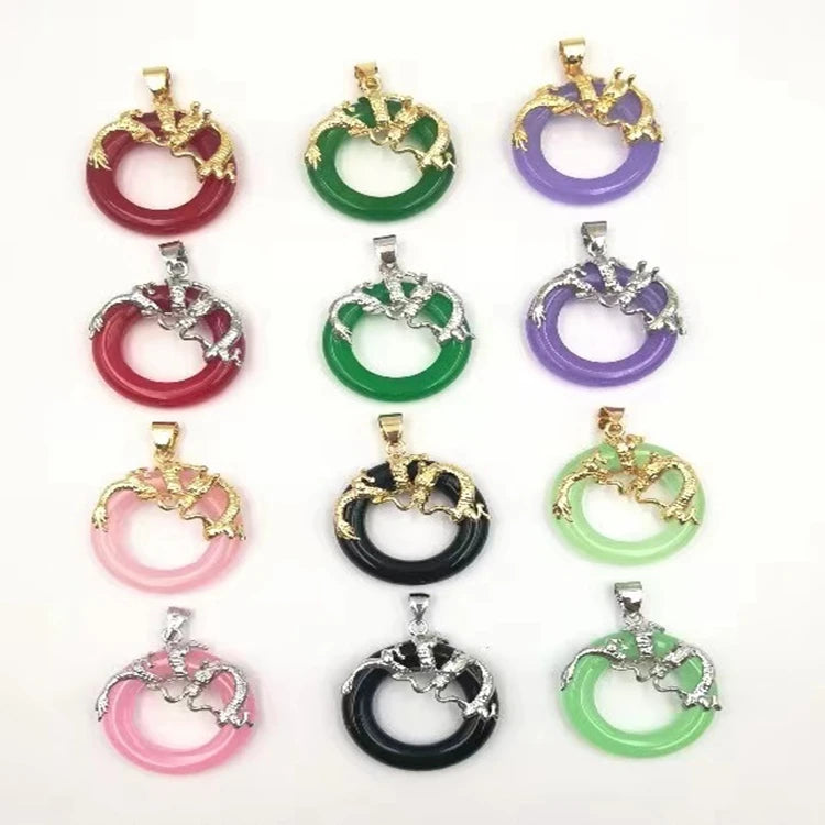2024 Trendy New Design Water Resistant Chinese Fashion Fine Jewelry Red Stone Jade Dragon Charm Pendant Necklace for Womens