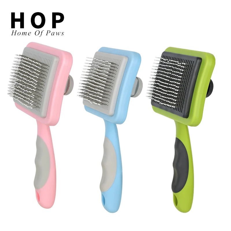 Factory Wholesale Custom Logo Plastic Self Cleaning Cat Pin Brush Dog Pet Hair Remover Grooming Slicker Brush