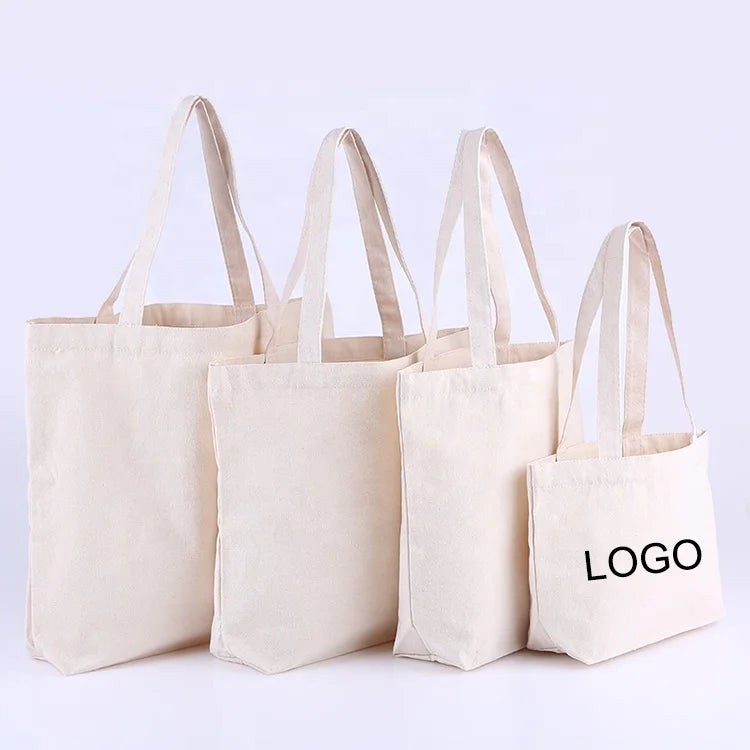 Custom Organic Cotton Canvas Calico Tote Shopping Bag Eco-Friendly Promotional Handled Tote Custom Logo Screen Printed Gifts