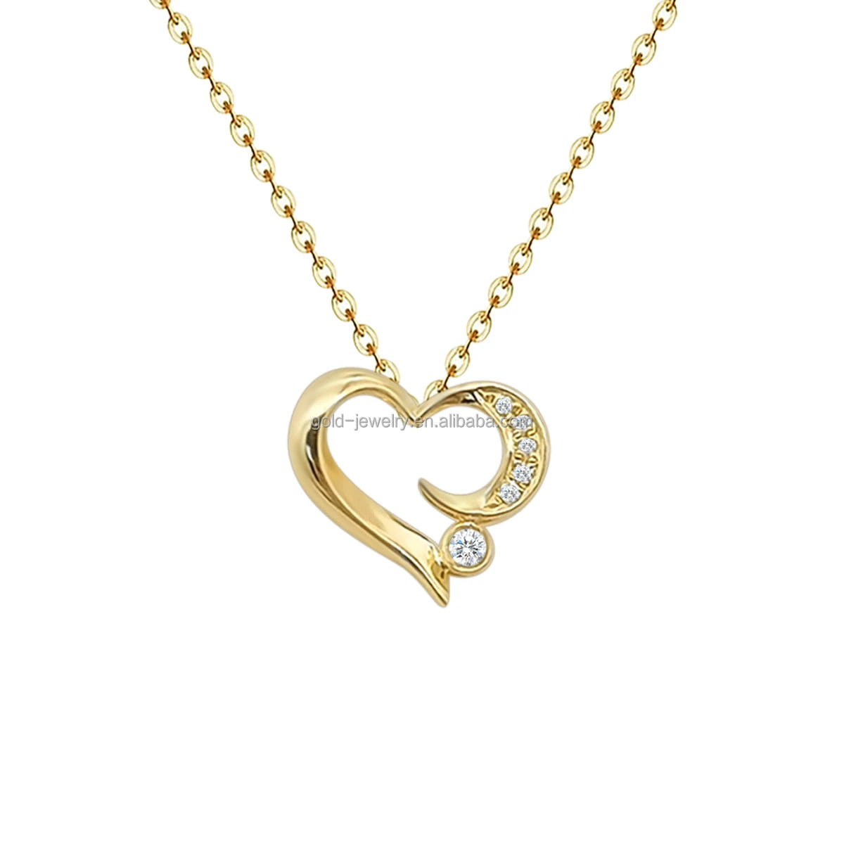 Fashion Heart Jewelry 18k Yellow Gold Pendant Necklace Natural Diamond Necklace Women Gift Popular Design