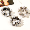 QIYUE Korean Style Pearl Hair Ties Rhinestone Braided High Stretch Rubber Band Elegant Tie Hair Band