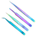 Jieniya Profissional Rainbow 2 Pcs Stainless Steel Nail Tweezers Nail Art Sticker Tool