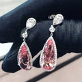 CAOSHI Sparkling Pear Cut Crystal CZ Earrings Zirconia Pink Cubic Zirconia Waterdrop Pendant Women Drop Bridal Wedding Earrings