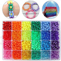 Hot Sale 2880pcs 24 Colors Pony Beads Rainbow Plastic Bead for Craft Large Hole Beads Set for Bracelets Jewelry Making