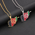 Manufacturer Enameled Stainless Steel Silver 18K Gold Plated Charm Necklaces Enamel Afghanistan Flag Map Pendant Necklace