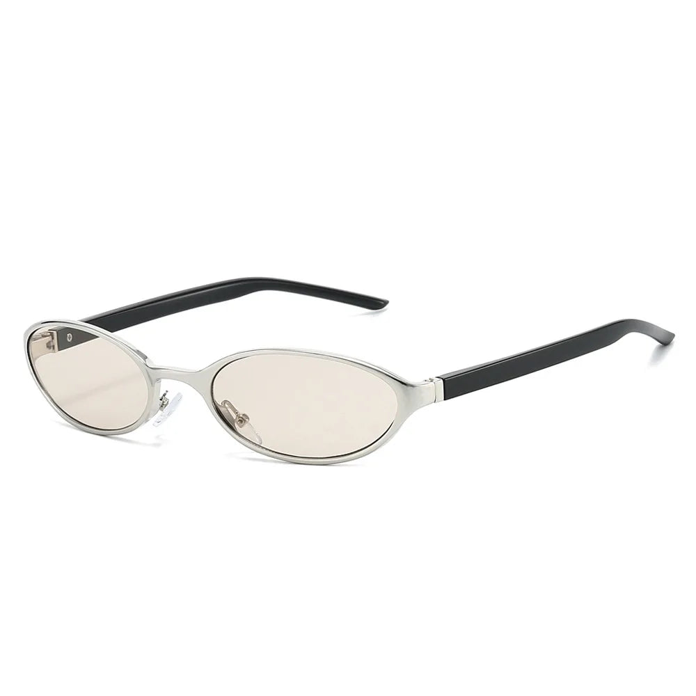 New Product Futuristic Women Men Cool Oval Frames Metal Leg UV400 Y2k Designer Unisex Sunglasses Luxury