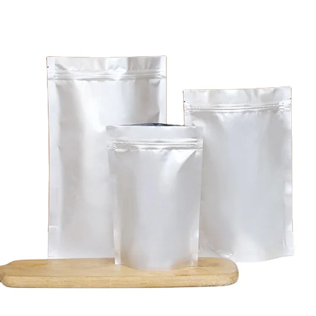 Wholesale Self-Supporting Aluminum Foil Bags with Zipper Silver Moisture-Retentive Seal for Food Packaging for Snacks