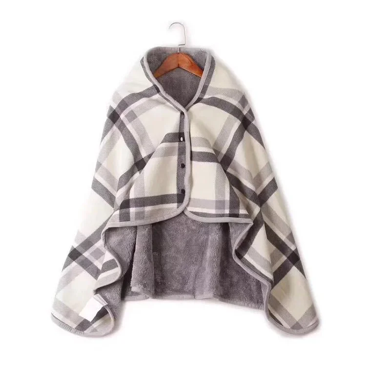 New Style Hot Sell Office Warm Knee Blanket Wearable Plush Fleece Double Layer Shawl Tippet Blanket