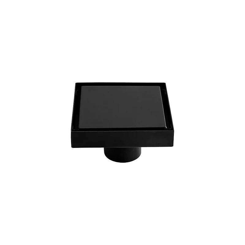 4 Inches Anti-odor Matt Black SUS304 Stainless Steel Shower Drain Ceramic Hair CatcherTile Invisible Insert Floor Trap