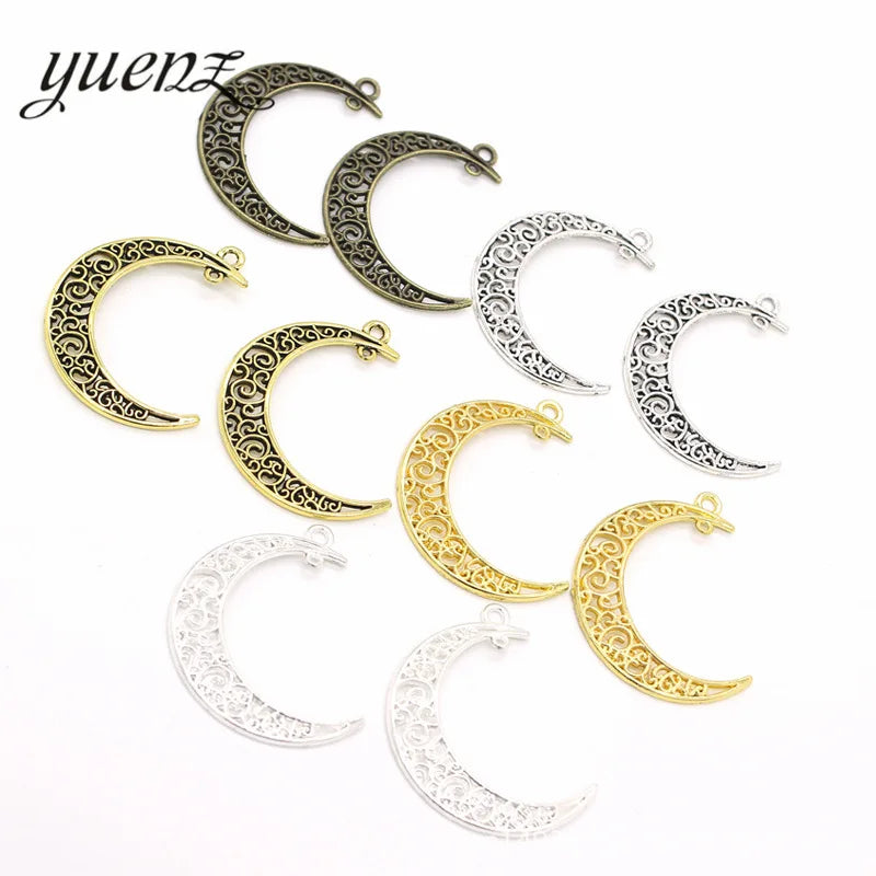 5 Colour Moon Charms 40*30mm Antique Silver Plated Pendants Making DIY Handmade Tibetan Silver Jewelry L601