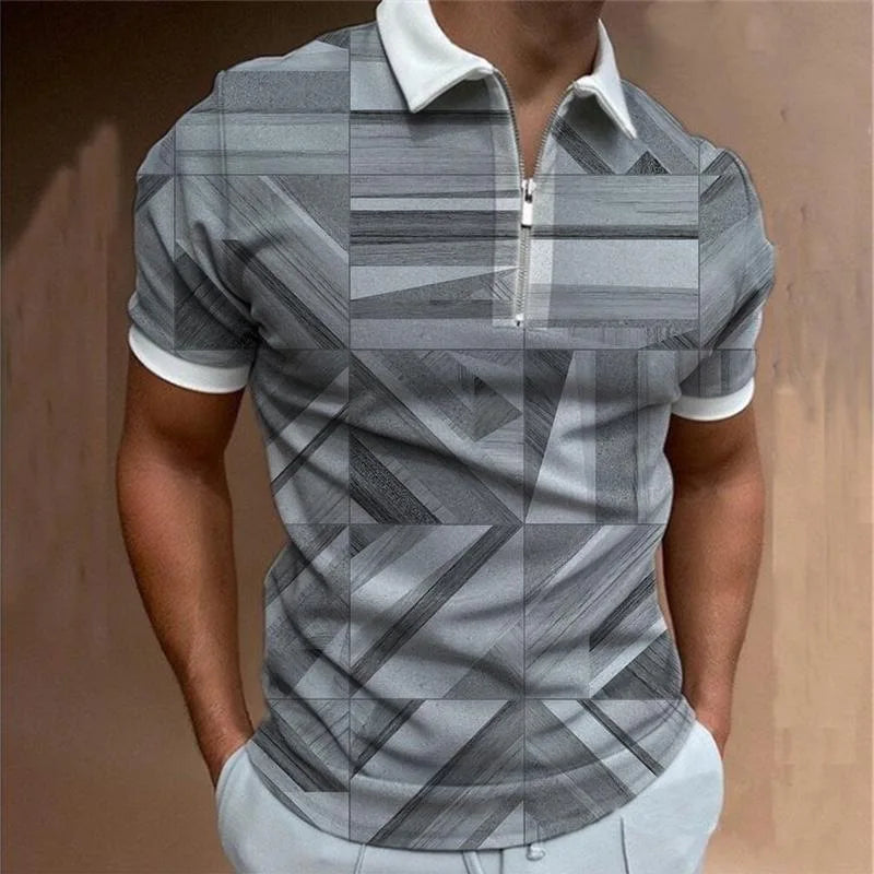 2024 Selling Summer Polyester Cotton Men's Casual Fashion Zipper Polo Shirts Zip up T Shirt Polo T-shirt Zipper