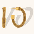 Dingran New Fashion Acero Inoxidable Joyas Mayor Woven Hoop Earrings Stainless Steel Gold Plated Jewelry Joyera