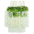Hot Sale White Artificial Wisteria Flowers Vines Garland Hanging Plants Wall Foliage Wedding Decoration