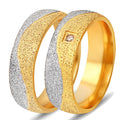 2024 18K Gold  Plated Titanium Steel Couple Ring Stainless Steel Inlaid CZ Crystal Zircon Valentine's Day Gift Engagement Ring