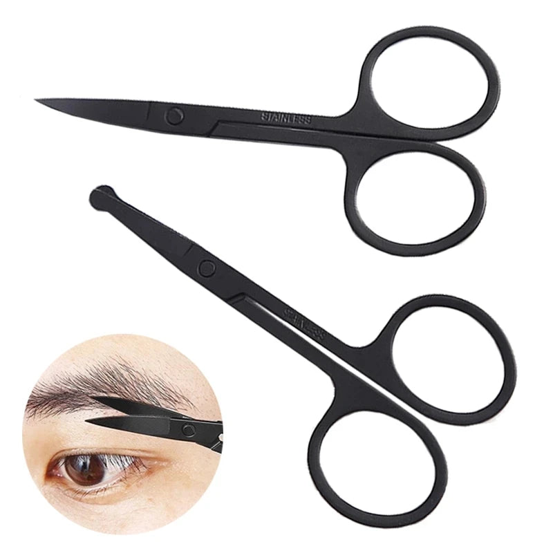 Professional 8.8cm Black Nose Hair Scissors Ceramic Handle Customized Safety Nail Scissors Stainless Steel Sharp Beauty Tool