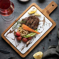 Eco-Friendly Marble Bamboo Serving Platter for Dinner for Steak Pizza Bread Cheese Dessert Sushi with Restaurant Charger Plates