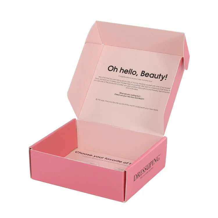 Pink Color Customized Size Caja De Regalo Corrugated Mailer Paper Gift Box Apparel Box Packaging With Logo for Clothing