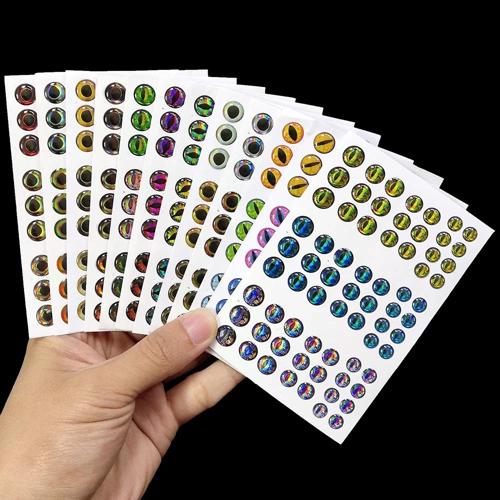 YOUME 69pcs/sheet 3D Plastic Lightweight Fishing Lure Eyes 7mm-10mm Stream Lake River Artificial DIY Fishing Bait Eyes