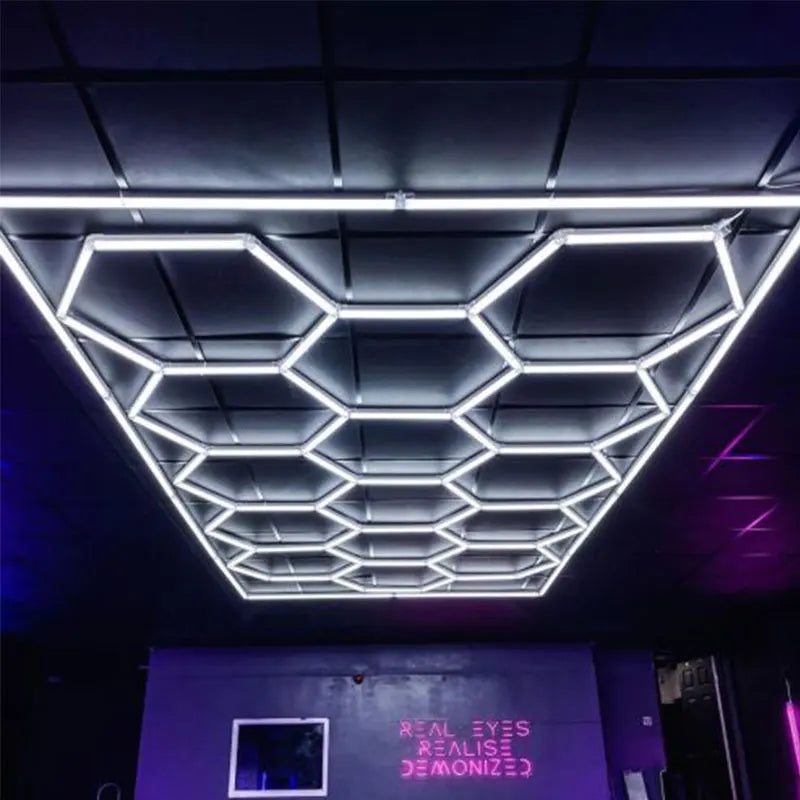 Hexagonal LED Workshop Light for Car Detailing & Polishing - Tool-Free Installation High Brightness
