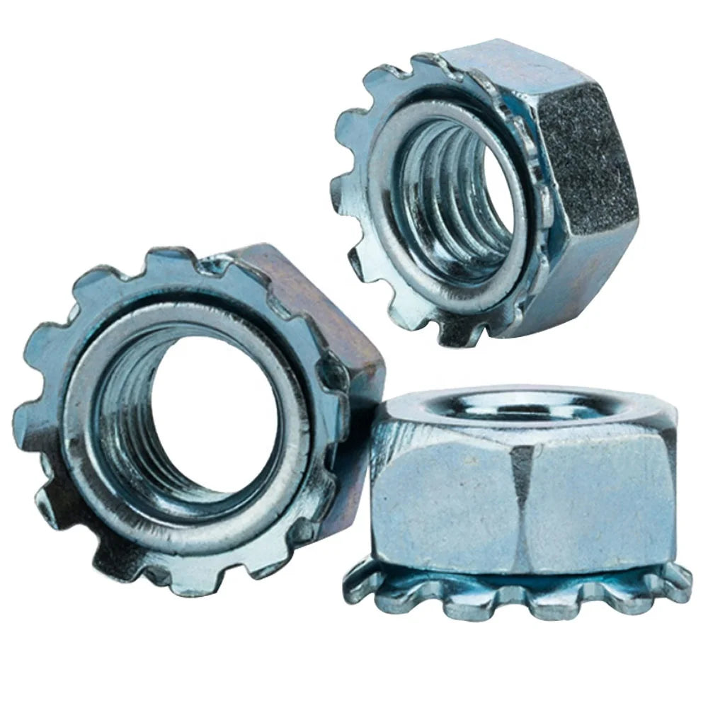 High Quality #6-32 #10-32 M3-m10 Stainless Steel Zinc Nickel Plated Anti Theft Nut Security Multi-tooth Keps k Lock Nuts