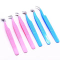 Fiber Tip Eastmermaid Grafting Tweezers Private Label Custom Lash Strong Hold Slim Thin Straight Volume 75 Eyebrow Tweezers