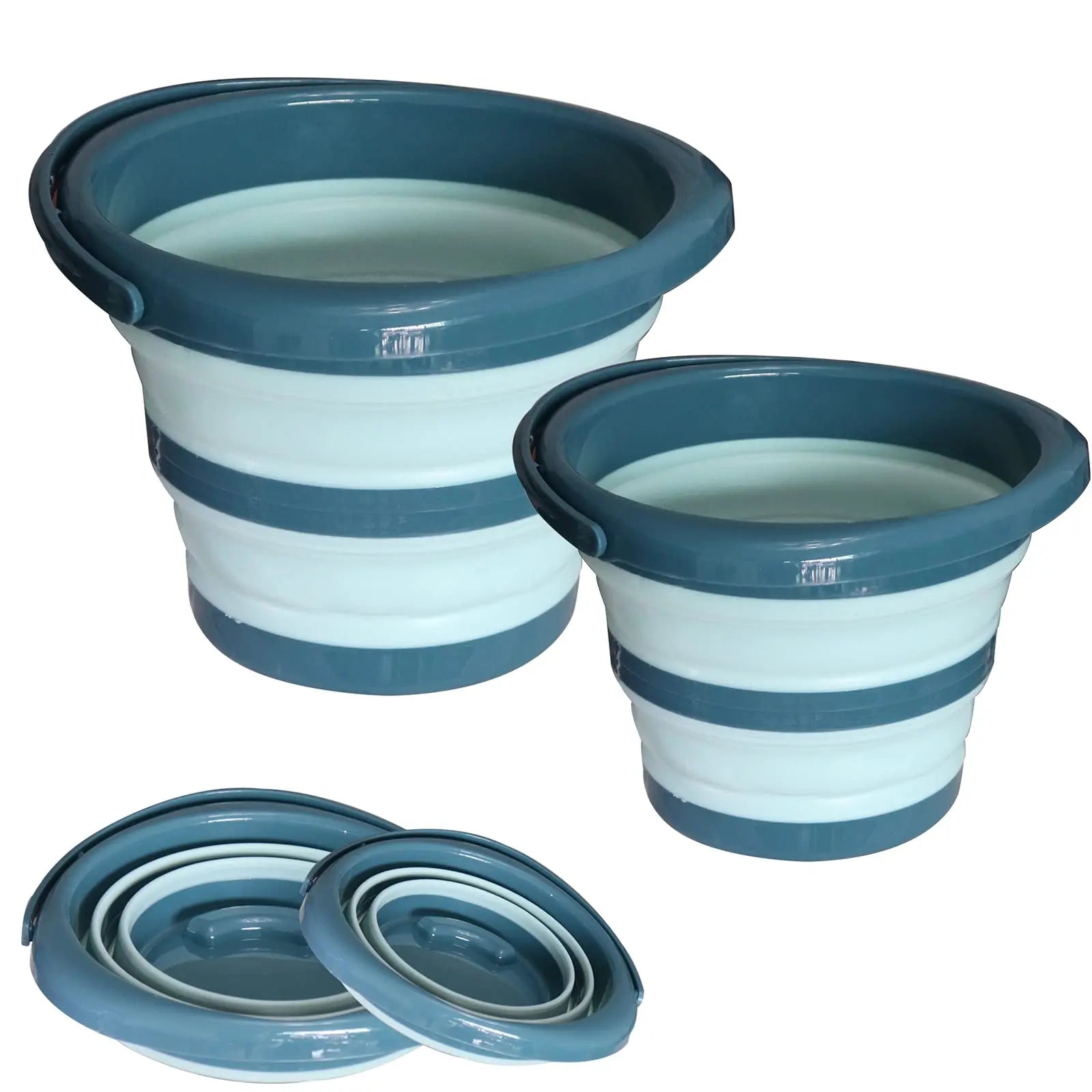 Lightweight 10L 5L Folding Collapse Beach Plastic TPR Bucket with Handles