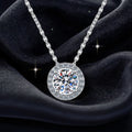 Fashion Simple  S925 Sterling Silver Pt950 Plated Classic Round Moissanite Pendant Necklace for Women Wedding Jewelry