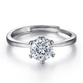Classic Solitaire Rings Round Cut 1CT 6 Prongs Thick 925 Sterling Silver Engagement Wedding Ring Adjustable Ring