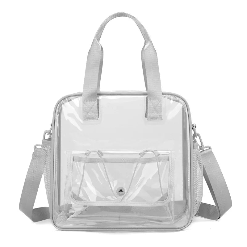 Fashion PVC Travel Cosmetics Bag Transparent Swimming Stadium Concert Tote Crossbody Bag for Beach Vacation