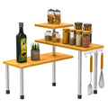 3 Tier Kitchen Corner Storage Rack Household Countertop Corner Storage Holder Bamboo Adjustable Spice Rack