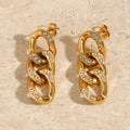 Dreamshow Zircon 18K Gold Plated Stainless Steel Chain Earrings Stud Earrings for Women Fashion Earrings
