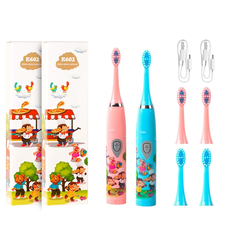 Children's Sonic Electric Toothbrush with Soft Bristles IPX7 Waterproof USB Charging 60 Days Runtime OEM Cartoon Design