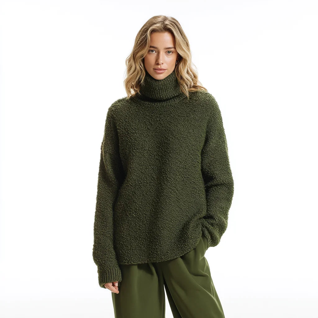 High Alpaca Blend Turtleneck Pullover for Ladies Girls  Wool Winter Long