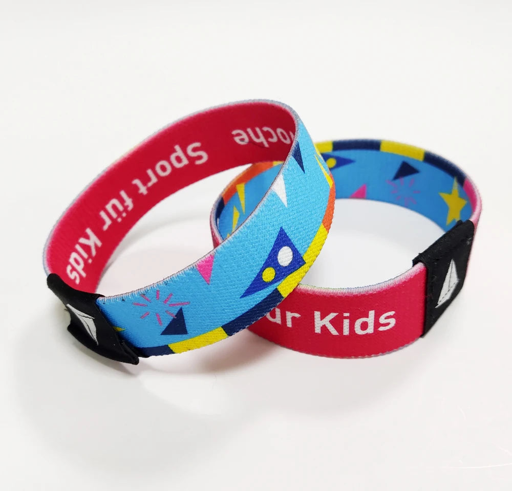 Custom Logo Elastic Wristband Polyester Bracelet for Sports Festivals for Diwali Back School Basketball Christmas Thanksgiving