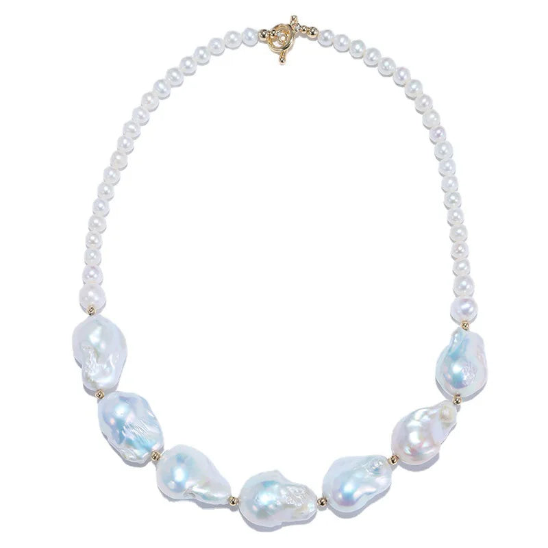 Hot Sale Good Quality Real Fresh Water Pearl Vintage Original Jewelry 17-18mm Big Baroque Freshwater Pearl Necklace