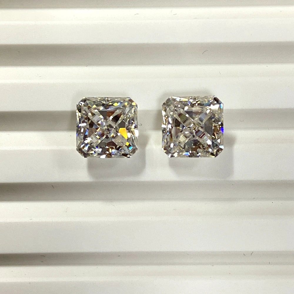 HQ Gems GRA Moissanite 8x8mm D VVS  Super White 3 Carat Ice Crushed Moissanite Diamond Loose Gemstone Ring