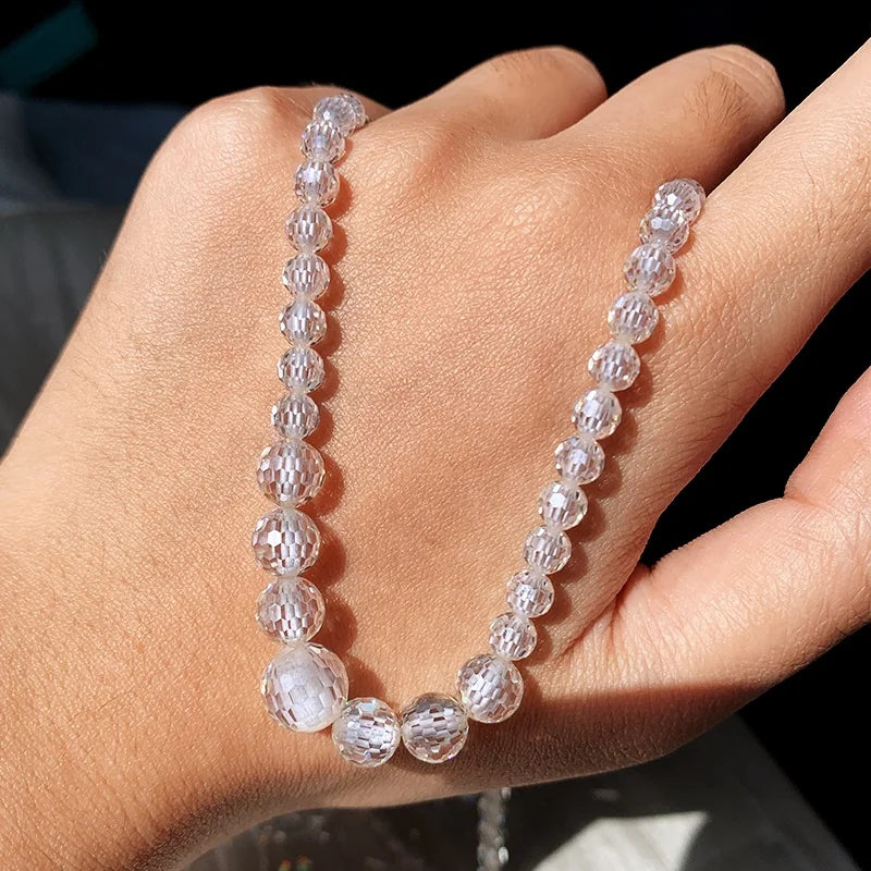 Luster Factory Price Moissanite Ball Round Stone Beads String  Moissanite Beads for Jewelry