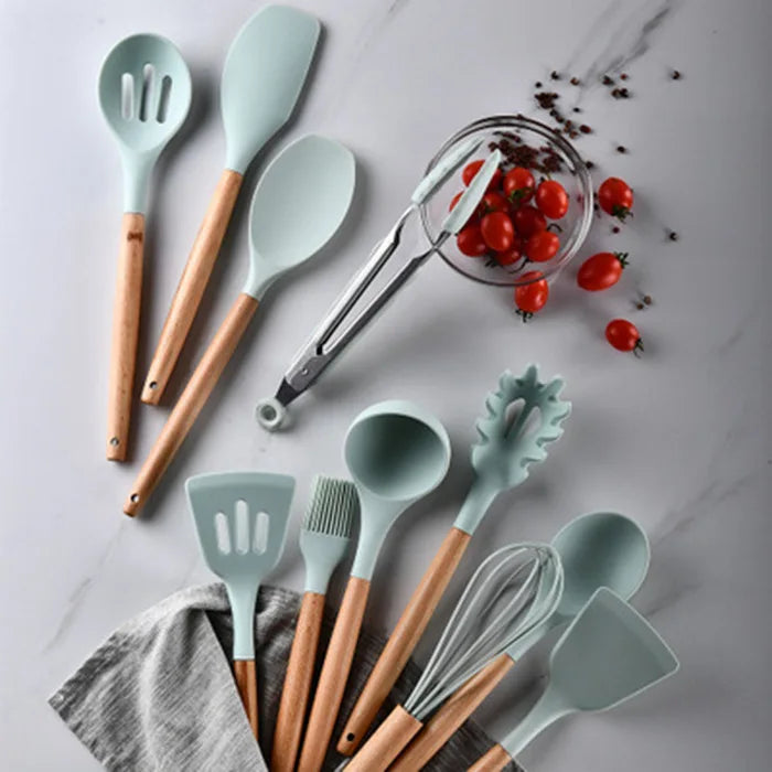 Silicone Spatula Set Kitchenware Tool Set With Bucket 12pcs Heat Resistant Non-Stick for Cooking