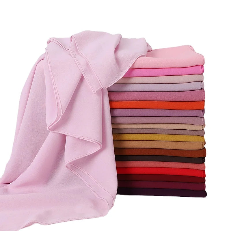 110*110cm High Quality Malaysia Hijab Women Islamic Shawls Muslim Hijabs Headscarf Bawal Tudung Square Scarf Pearl Chiffon Hija