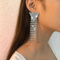 Fashion  Tassel  Earrings  Exaggerated Geometry  Inverted Triangle  Crystal Diamond Long Tassel Drop Earrings for Women