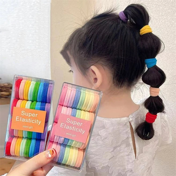 Colorful Children's Gradient Hair Ring Hair Accessories Box Rubber Band Girl Hair Tie Ponytail Rubber