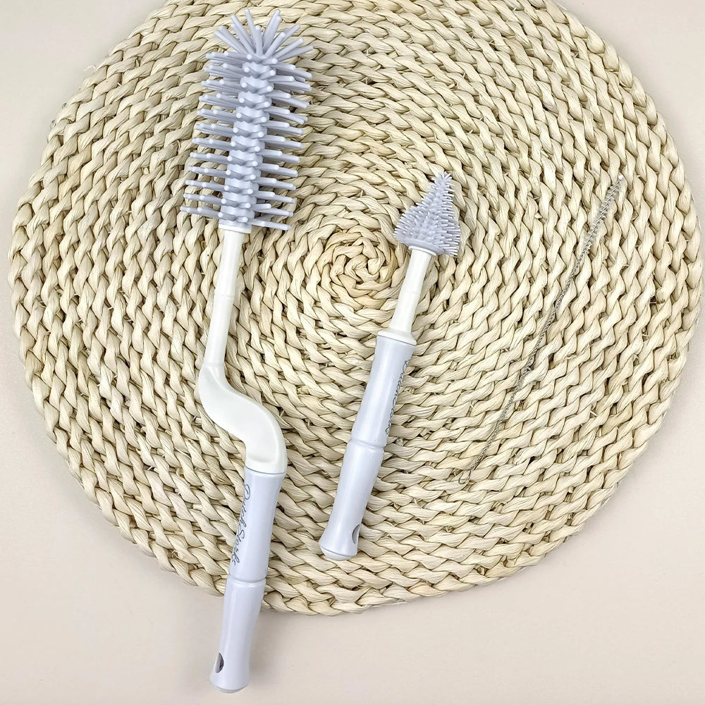 OEM ODM Design Silicone Baby Feeding Supplier Milk Bottle Brushing Rotation Brush Soft Brushes