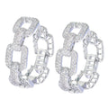 Chic Daily Wear Silver Color Chain Link Pattern Cubic Zirconia Paved Small Round Huggie Hoop Earrings for Women Costume Jewelry